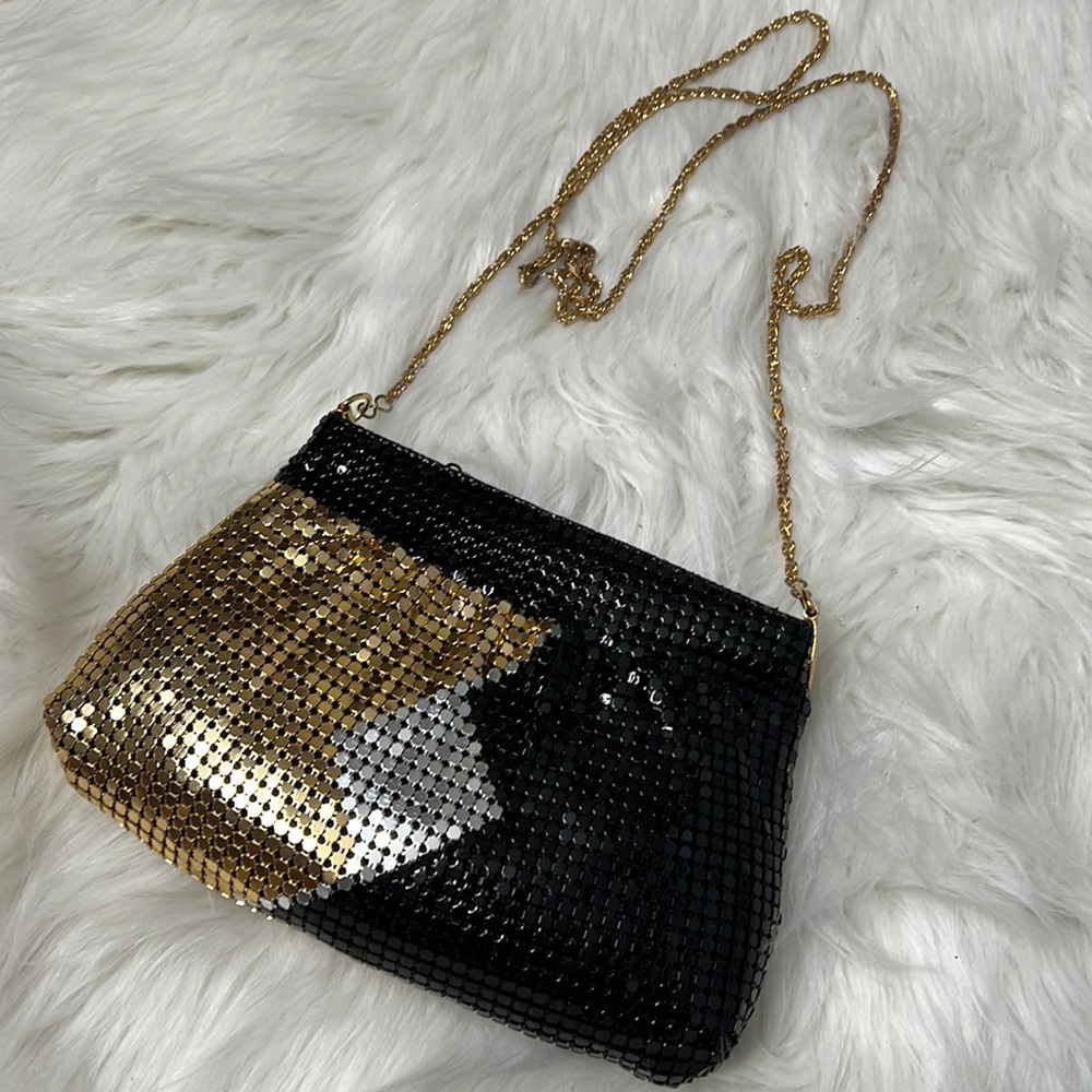 Black gold & silver vintage purse chain mesh - Picture 2 of 8